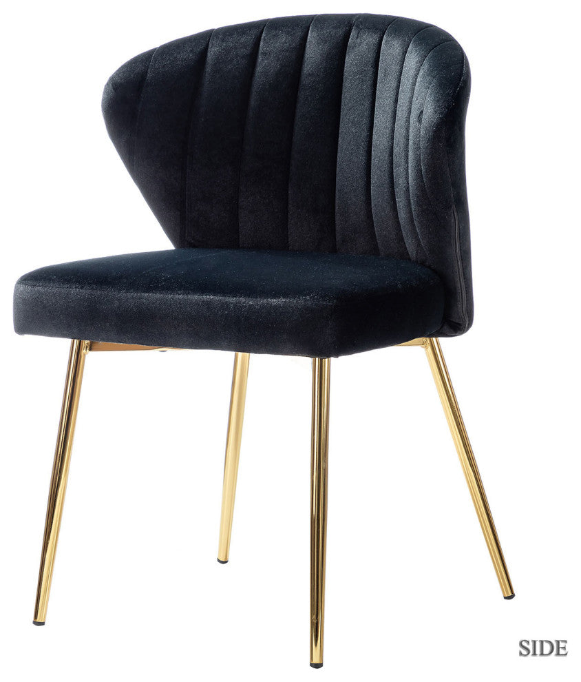 Luna Contemporary Side Chair With Tufted Back, Black