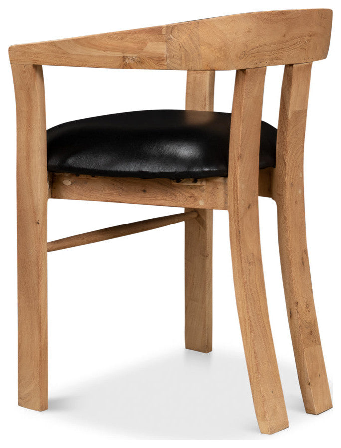 Rift Dining Chairs Set of 2 Black Leather Seat Curved Back