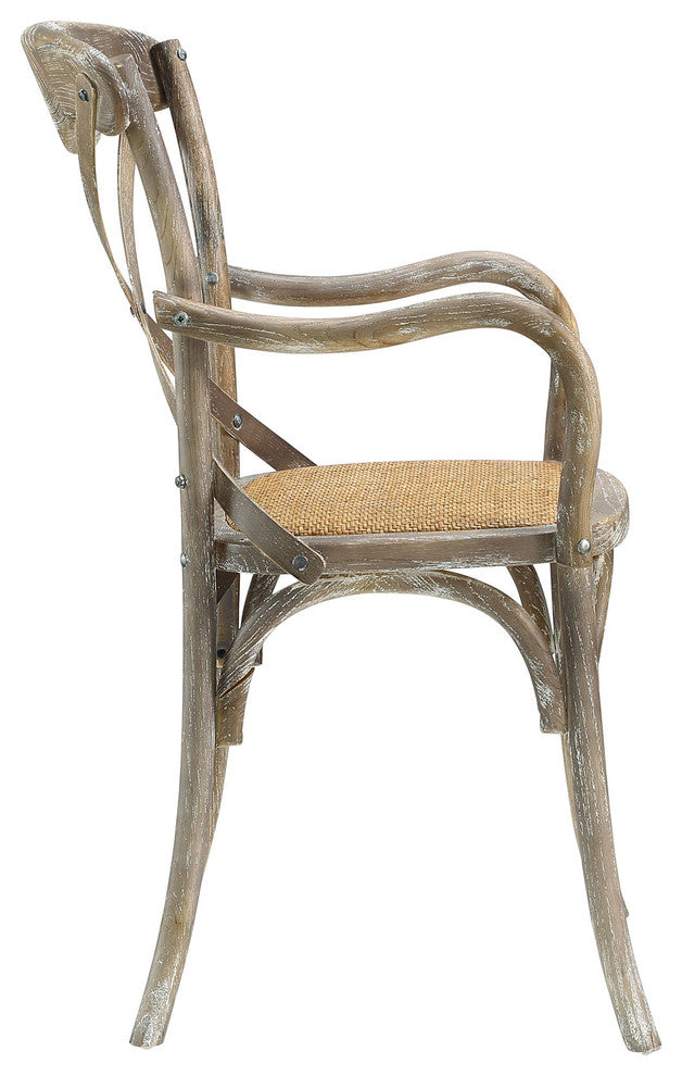 Modern Urban Contemporary Dining Armchair, Gray Wood