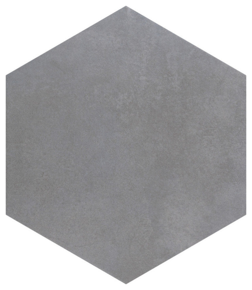 Industrial Hex Multi Mix Porcelain Floor and Wall Tile, Silver