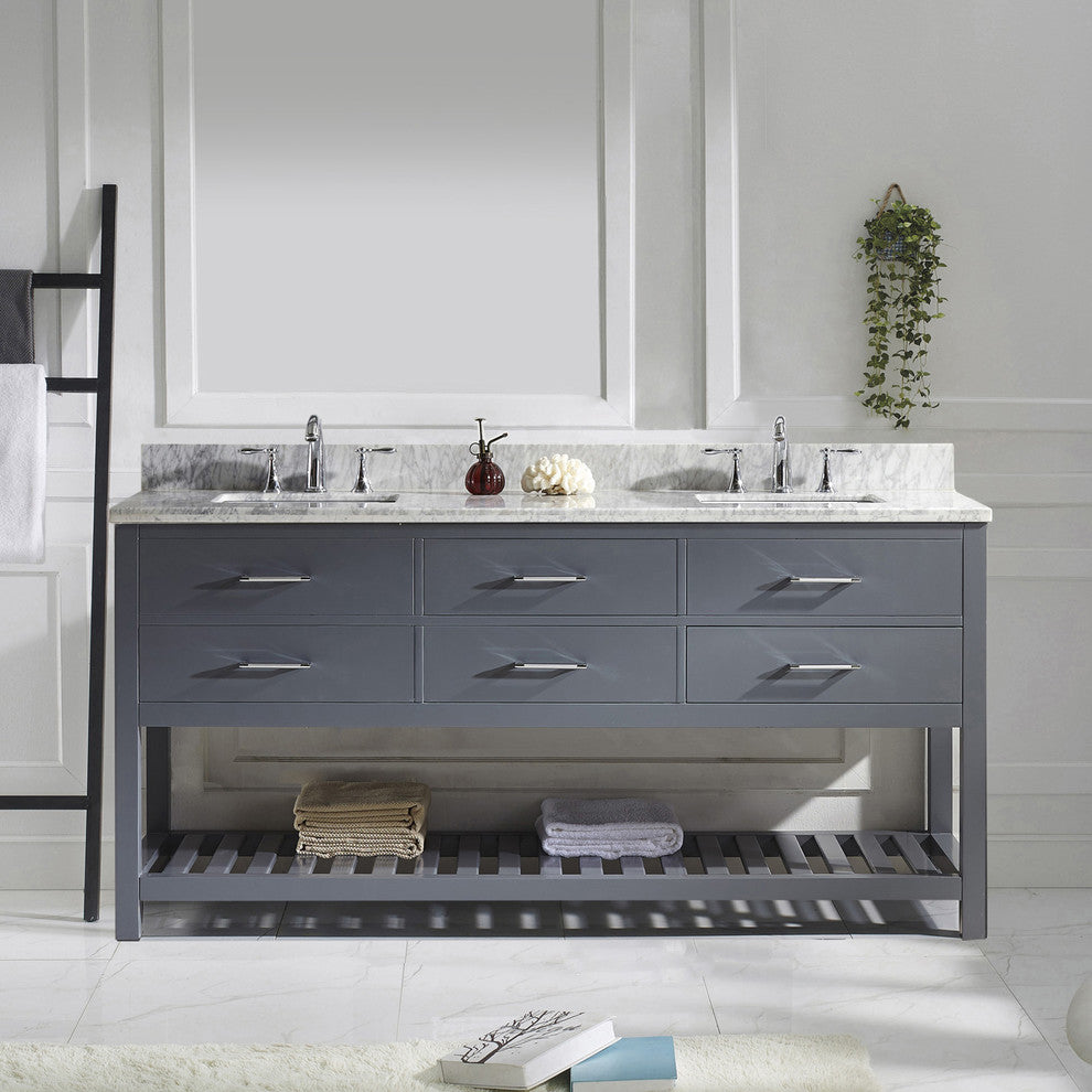 Caroline Estate 72" Double Vanity, Gray, Square Sink