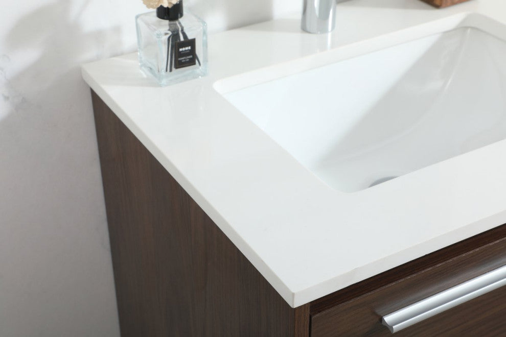 Rabi Single Bathroom Vanity, Walnut, 24"