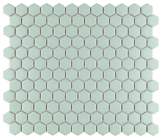 Metro Hex Matte Porcelain Mosaic Floor and Wall Tile, Green