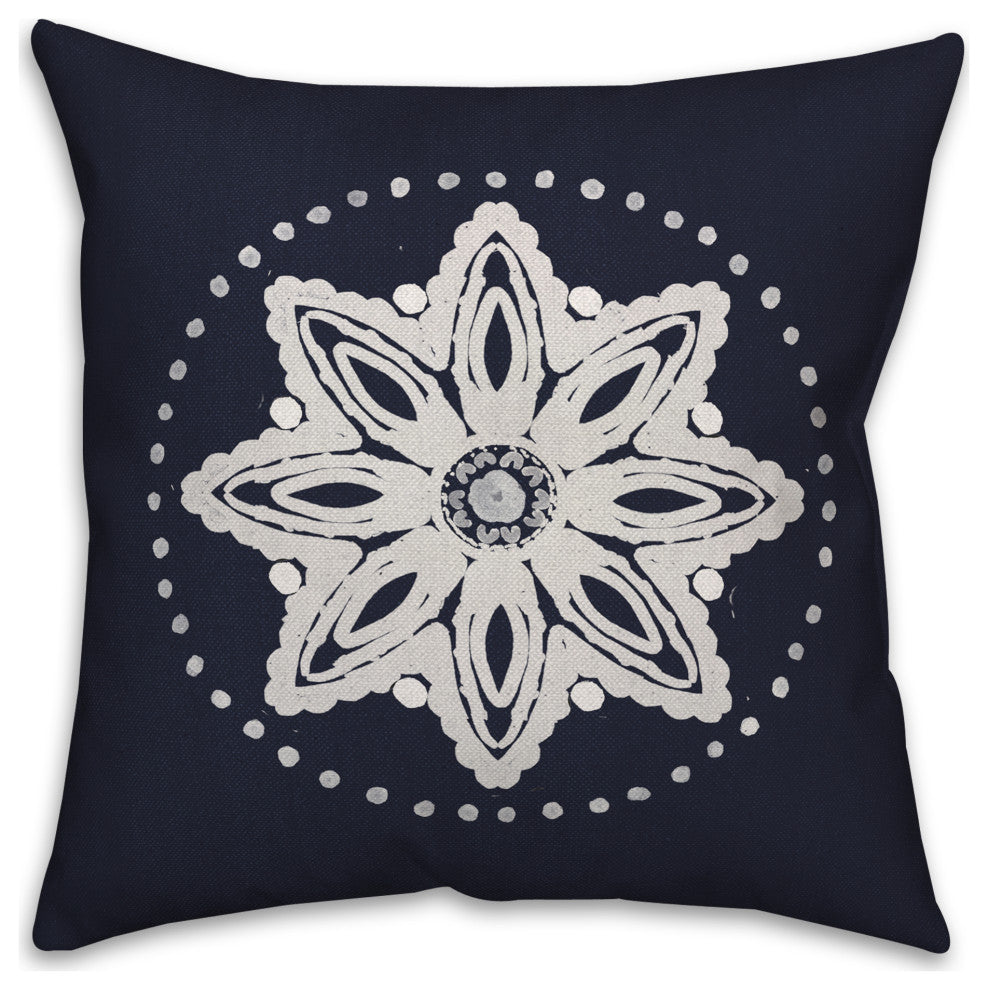 Navy Medallion 2 18x18 Spun Poly Pillow