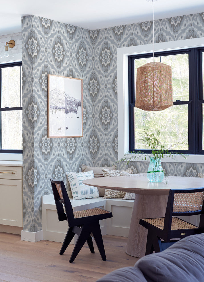 Grey Bohemian Ikat Peel & Stick Wallpaper