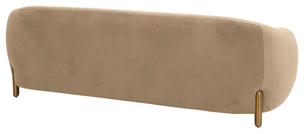 Lina Upholstered Sofa, Cafe Au Lait Brown Velvet