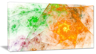 Green Yellow Rotating Polyhedron, Abstract Canvas Art Print, 32x16