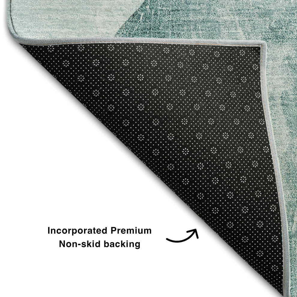 Premium Machine Washable Mayfield AMF547 Teal 9' x 12' Rug