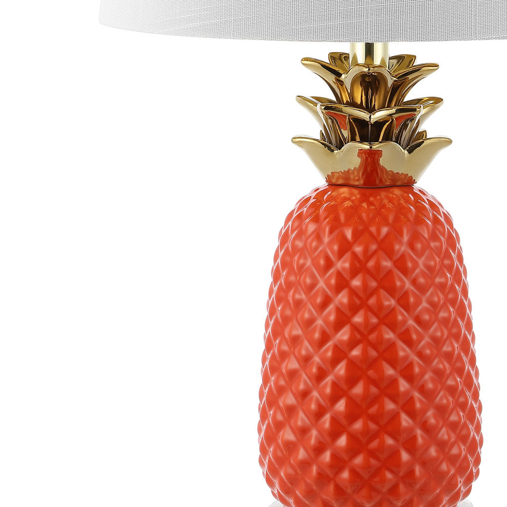 Pineapple 23'' Classic Vintage Ceramic LED Table Lamp, Orange