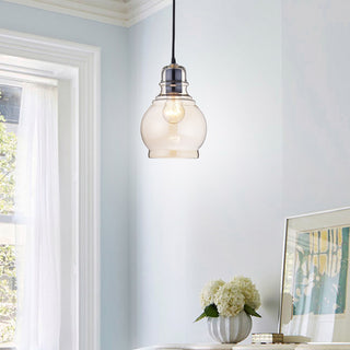 Sara Antique Black Mini Pendant With Cognac Round Glass