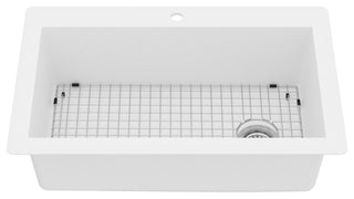 Karran Drop-In Quartz 33" 1-Hole Single Bowl Kitchen Sink Kit, White