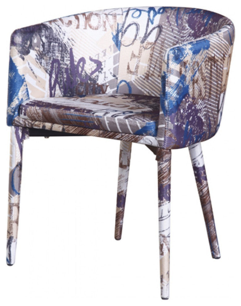 HomeRoots Modern Pattern Fabric Wrapped Dining or Accent Chair