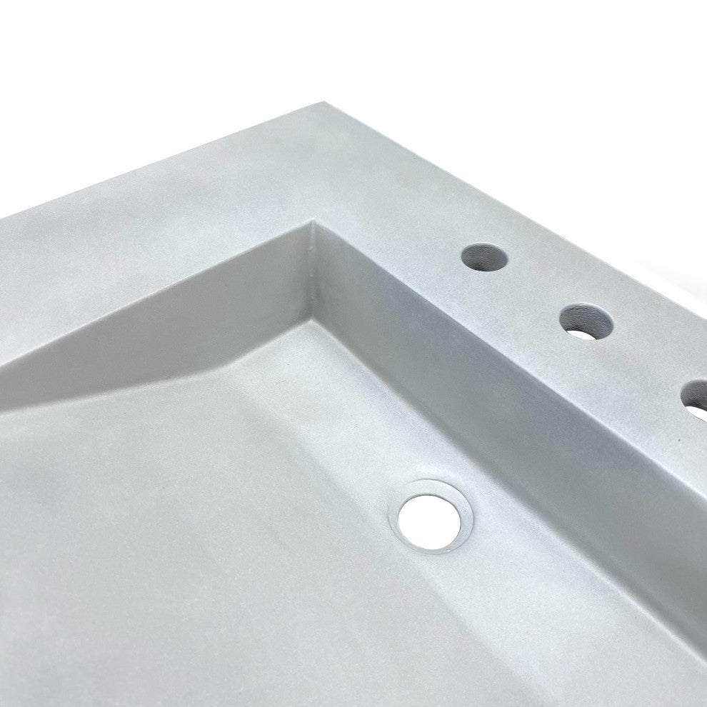 31" Single Concrete Ramp Sink Top with Slope, Light Gray