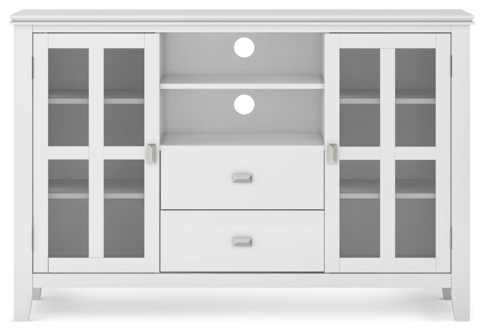 Artisan SOLID WOOD Tall TV Media Stand, White For TVs up to 60 inches