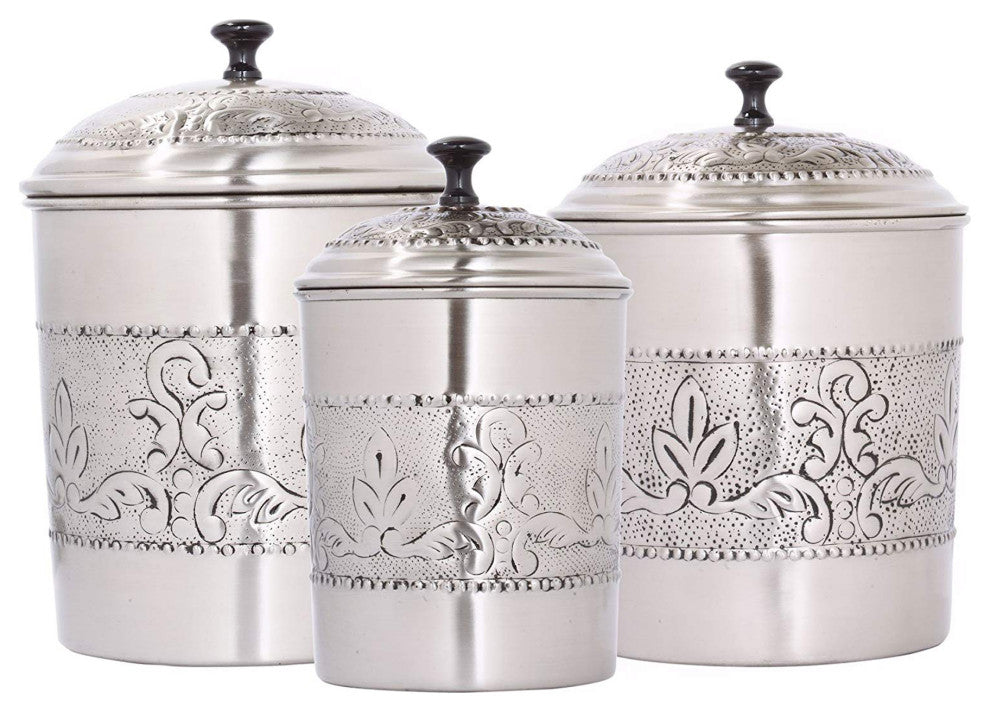 nu steel Antique Pewter Embossed 3 QT Canister