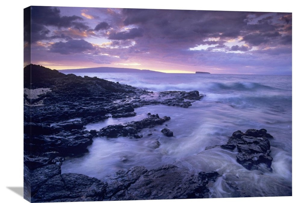 "Ocean Surf Crashing On Lava Rocks At Molokini Crater, Maui, Hawaii" Artwork