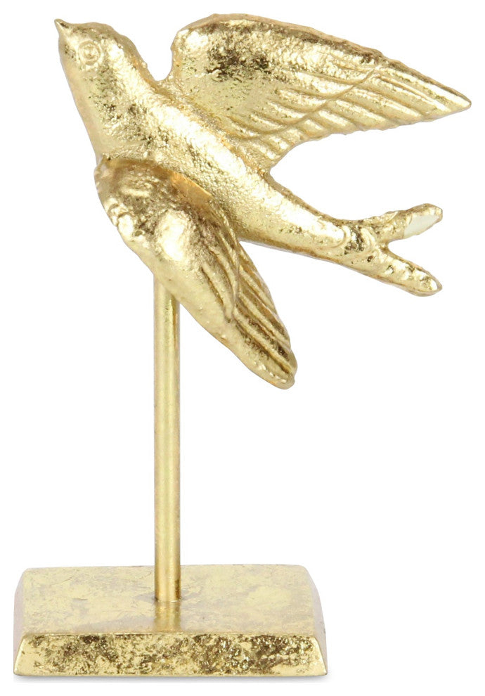 Lirondelle Golden Raised Cast Iron Flying Swallow Decor