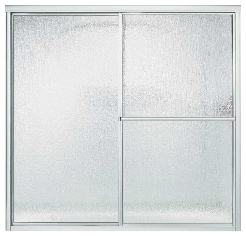 Sterling Deluxe Bathtub Door, Silver with Rain Glass Texture