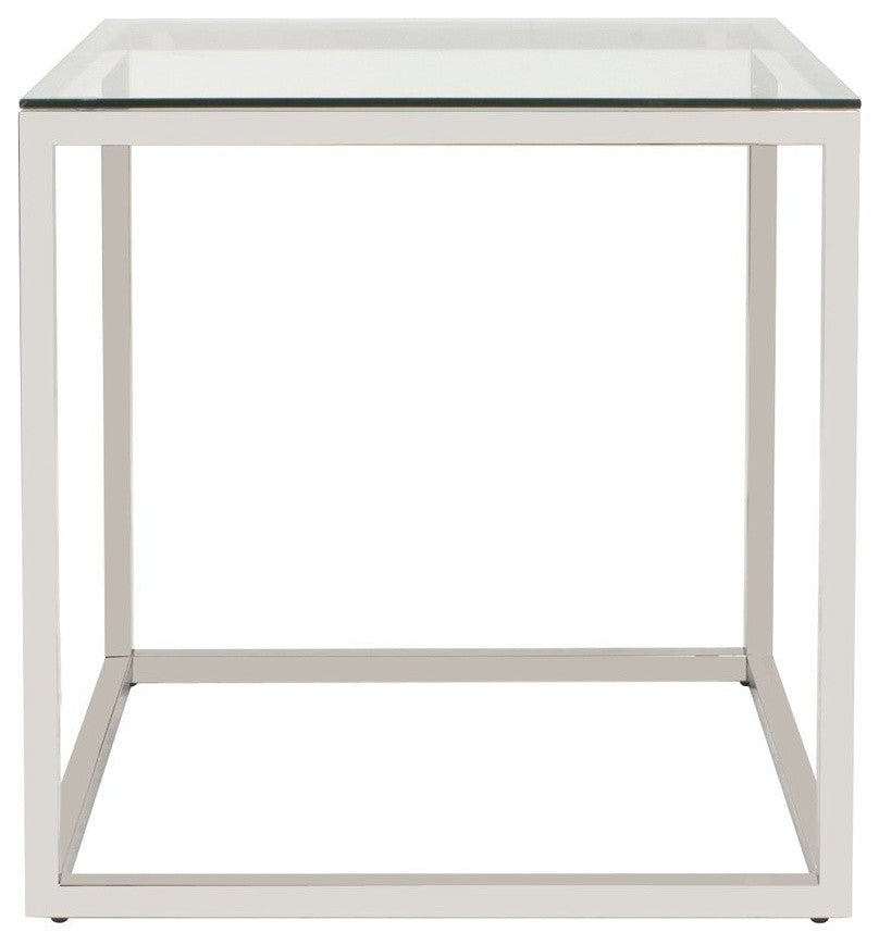Howard Elliott Square Stainless Steel End Table, Clear