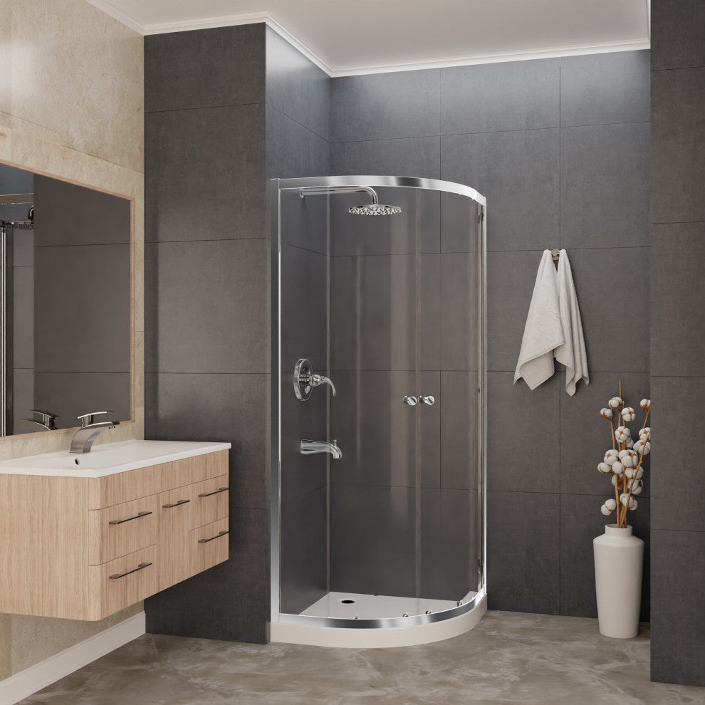 ANZZI Mare 35" x 76" Framed Sliding Shower Enclosure, Polished Chrome