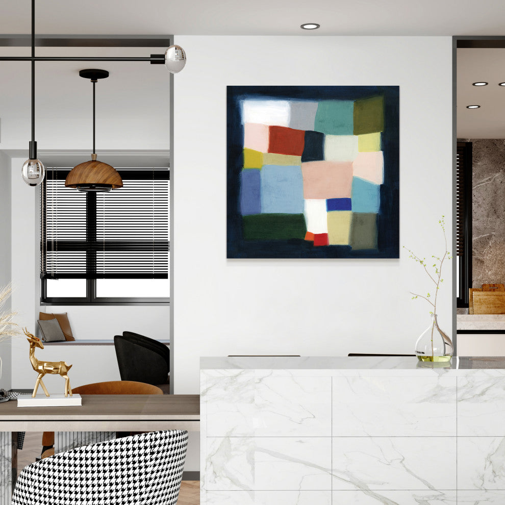 "Chromatic Cube I" Frameless Free Floating Printed Tempered Glass Wall Art
