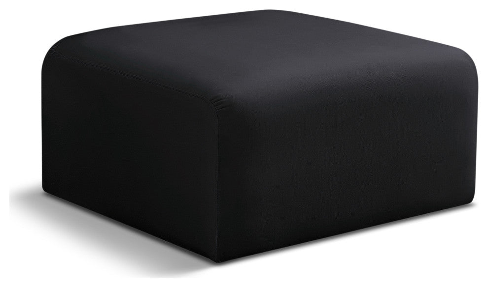 Arc Upholstered Modular Component, Black, 1-Piece: Ottoman, Velvet