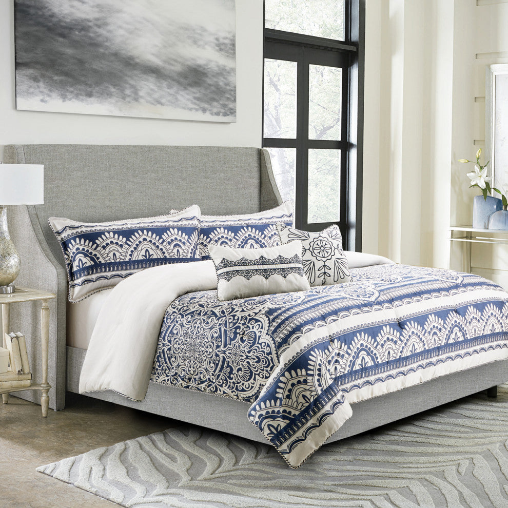 Yardley 5-Piece King Comforter Set Navy