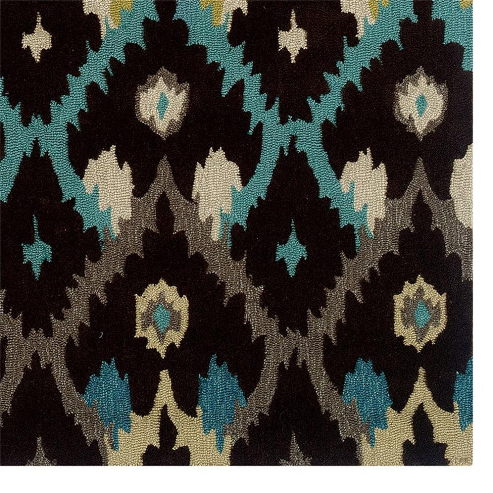 Linon Trio Ikat Hand Tufted Polyester 5'x7' Rug in Brown