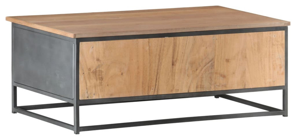 Vidaxl Coffee Table Gray 35.4"x19.7"x13.8" Solid Acacia Wood