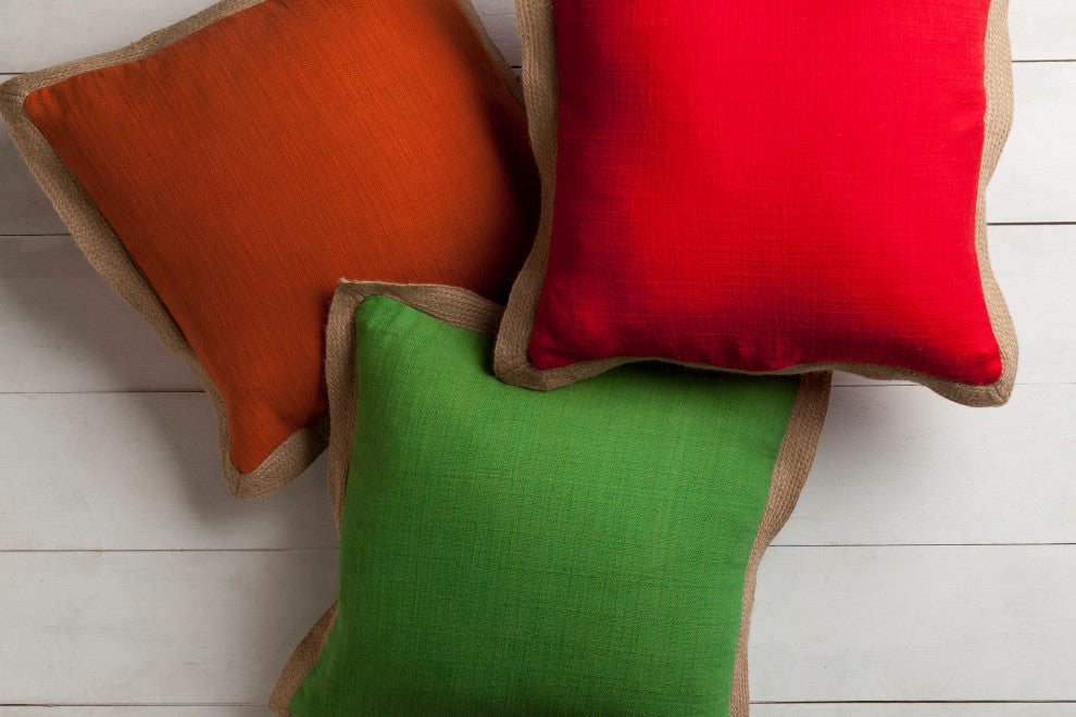 Surya Jute Flange JF-001 20" x 20" Pillow Cover