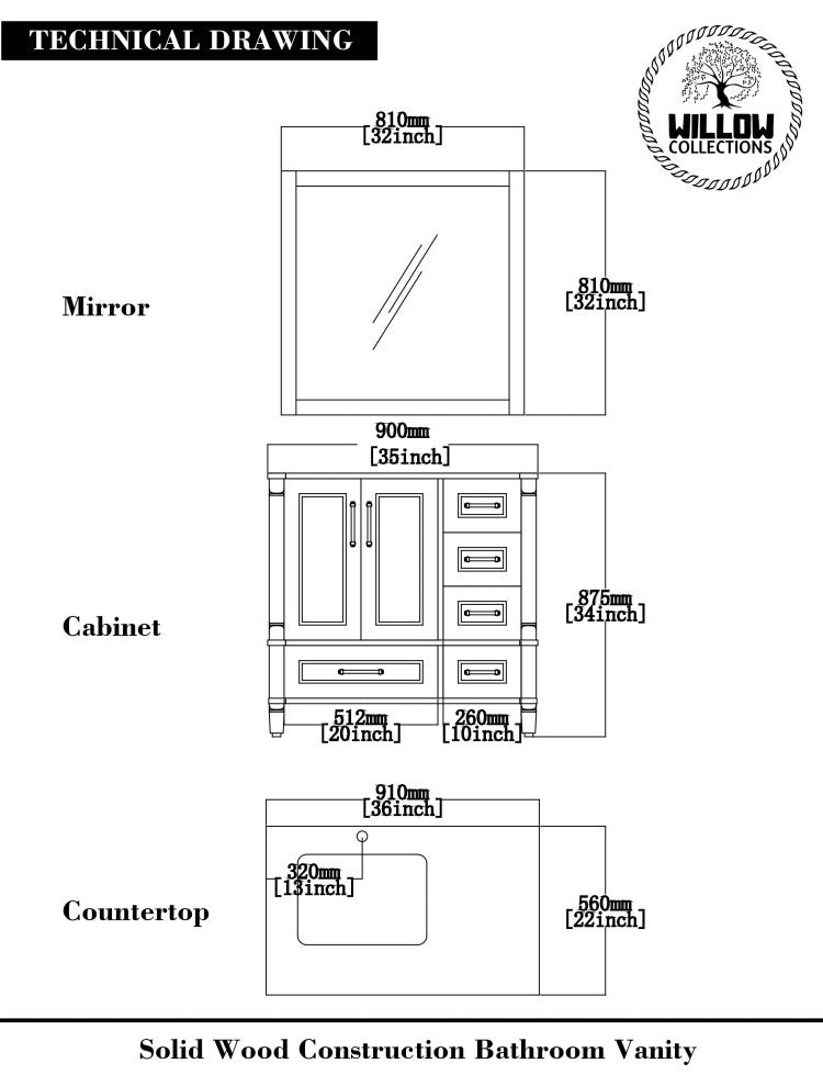 Aberdeen 36 Left Offset Bath Vanity in Dark Forest Green 1.5" Calacatta Laza