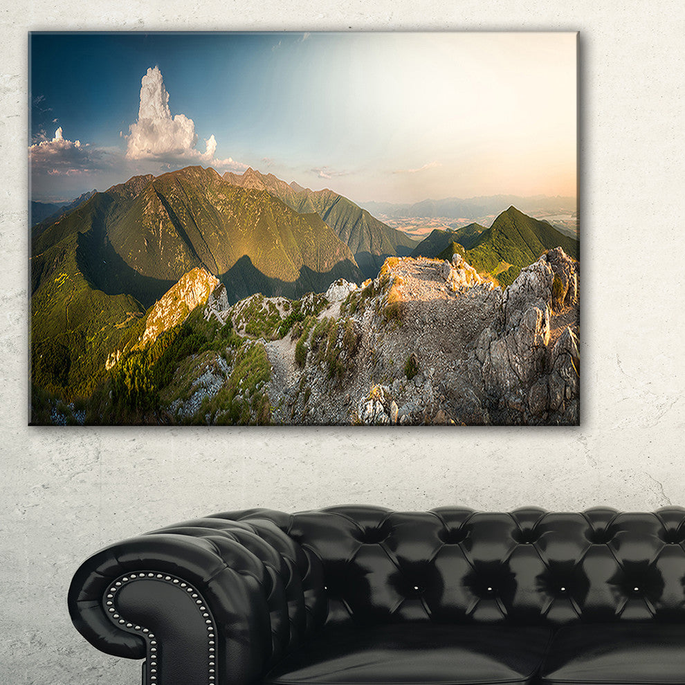"Rocky Green Mountains" Panorama Landscape Wall Art, 32"x16"