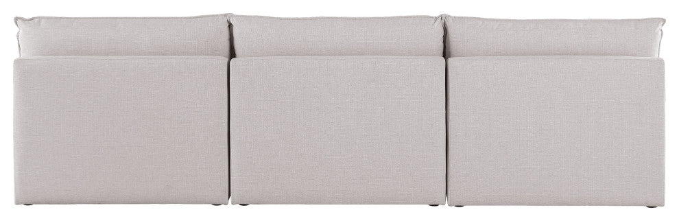 Mackenzie Linen Textured Fabric Upholstered 3-Piece Modular Sofa, Beige