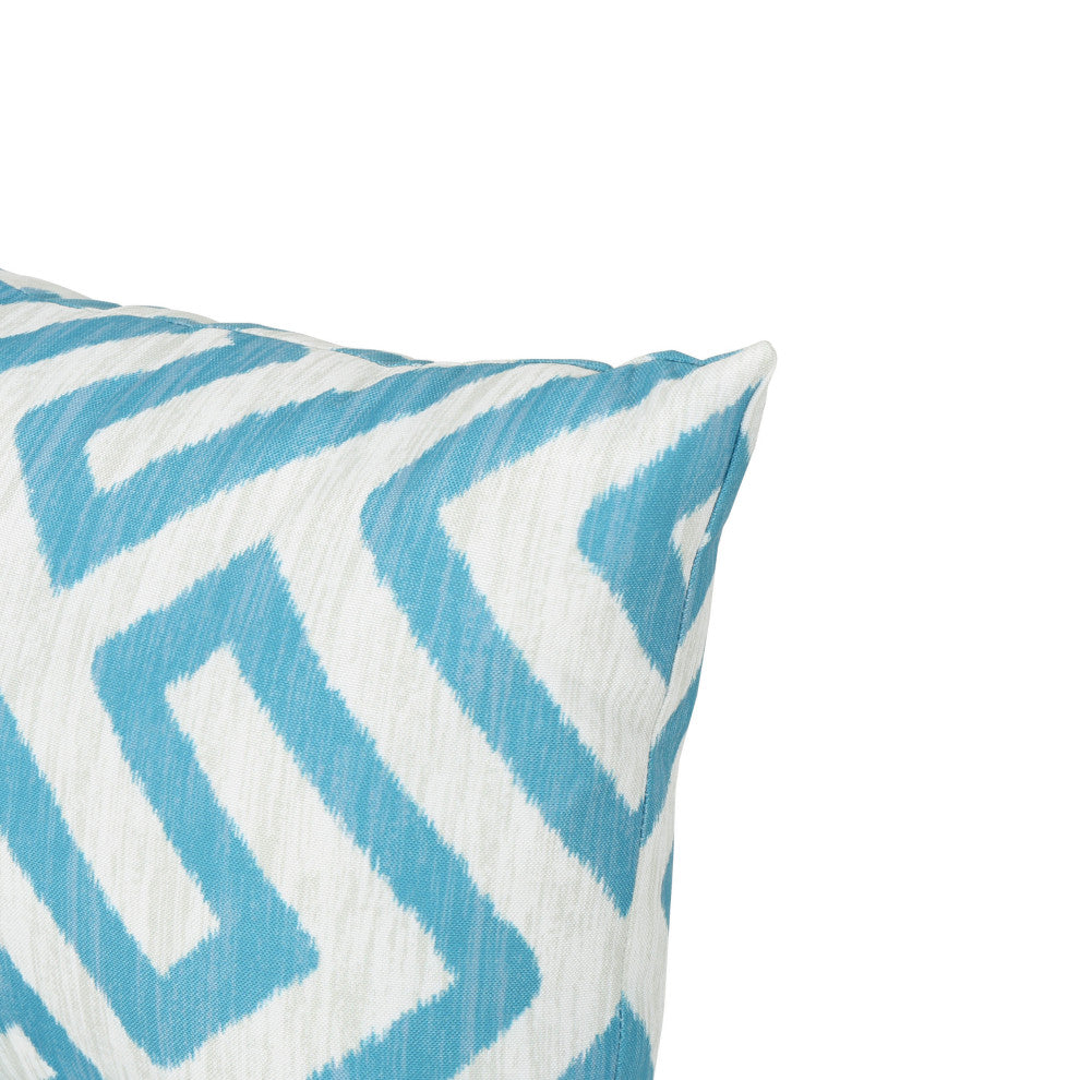 GDF Studio Manduka Outdoor Rectangular Pillow, Dark Teal/White Greek Key, Single