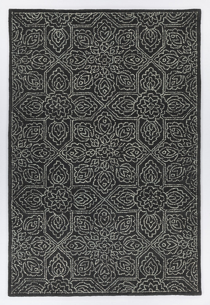 Hailee Hand-Tufted Contemporary Rug, Black/White, Rectangular 5'x7'6