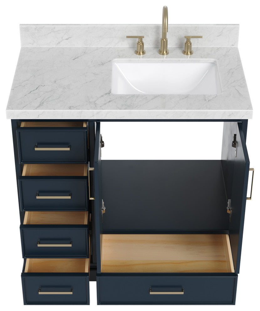 Ariel Stafford 37" Single Right Offset Rectangle Sink Bathroom Vanity