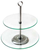 Two Tier Round Glass Buffet and Dessert Stand by Chef Buddy
