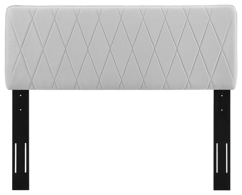 Headboard, Twin Size, Velvet, Light Gray, Modern Contemporary, Bedroom