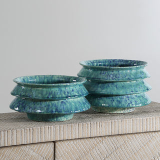 Uttermost ZigZag Blue Green Bowls Set of 2