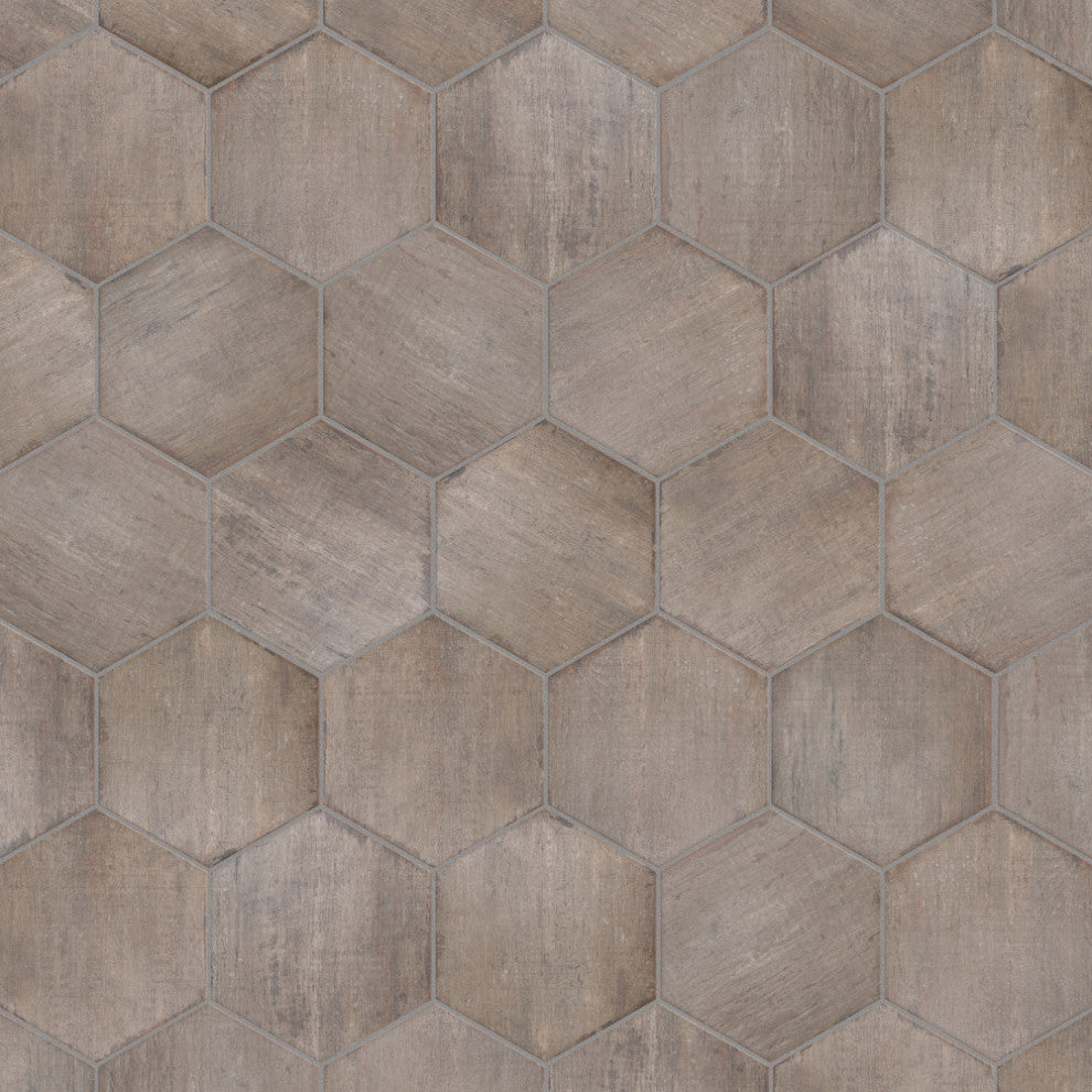 Retro Mini Hex Terra Porcelain Floor and Wall Tile