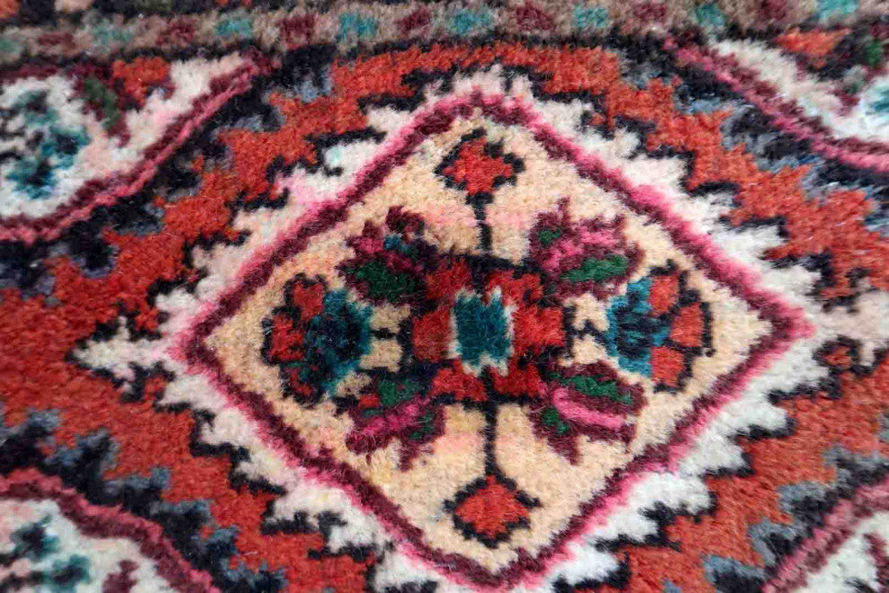 Handmade Vintage Persian Hamadan Mat 1.1'x1.7', 35cmx53cm, 1970s