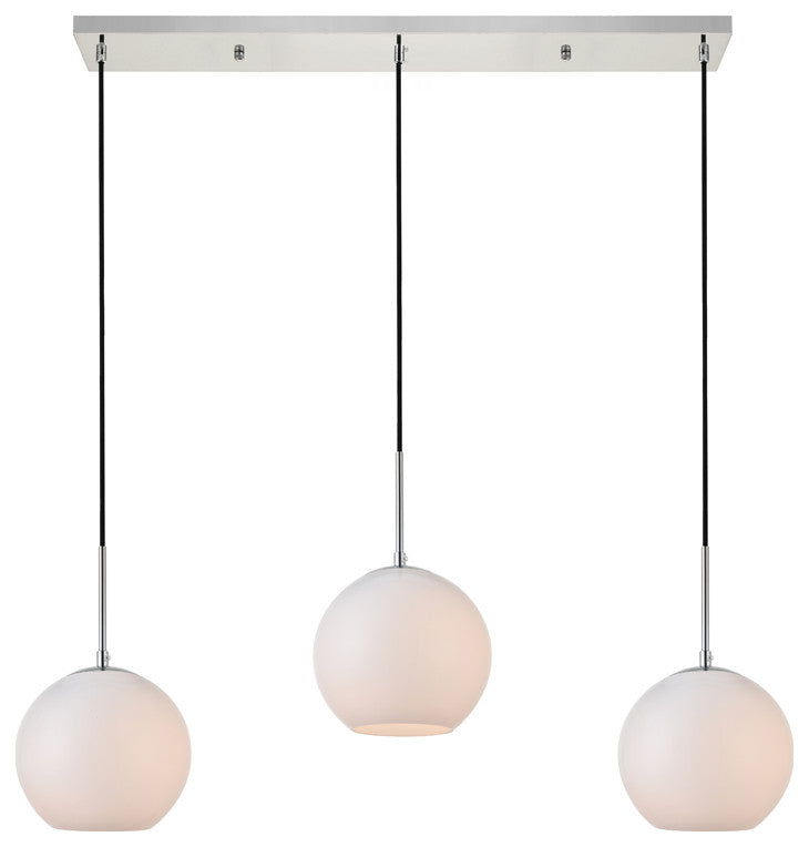 Baxter 3 Light Pendant, Chrome And Frosted White