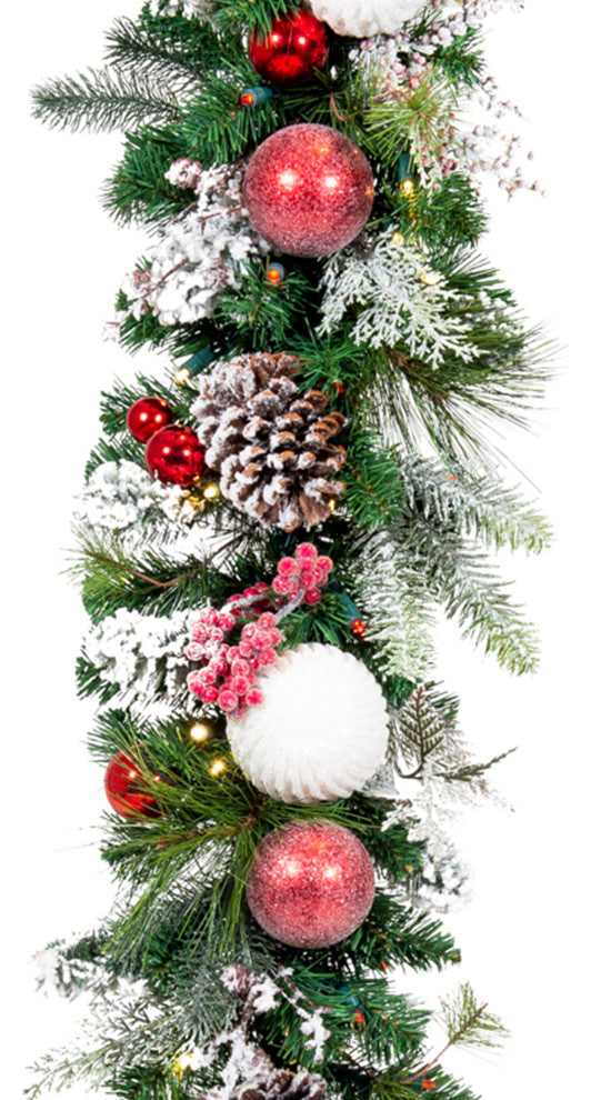9' Artificial Christmas Garland with Lights, Frosted Wonderland