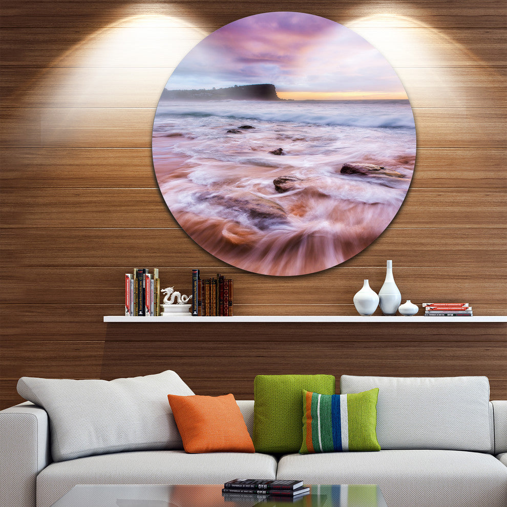 Fascinating Seashore With White Waters, Seashore Round Wall Art, 23"