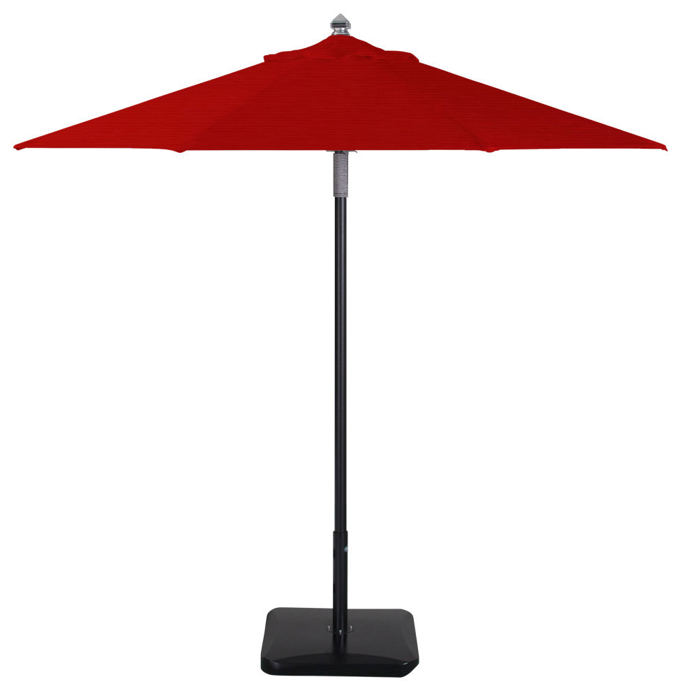 9' Round Double Pulley Commercial Contract Umbrella, Black, Jockey Red