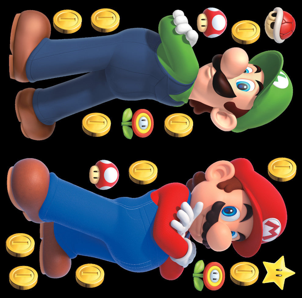 Super Mario Luigi And Mario Giant Peel and Stick Wall Decals