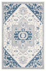 Safavieh Micro-Loop Collection MLP503 Rug, Ivory/Navy, 5' X 8'