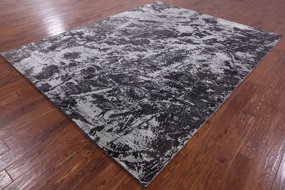 Handmade Abstract Wool and Silk Rug 7' 10" X 10' 1" Q9132
