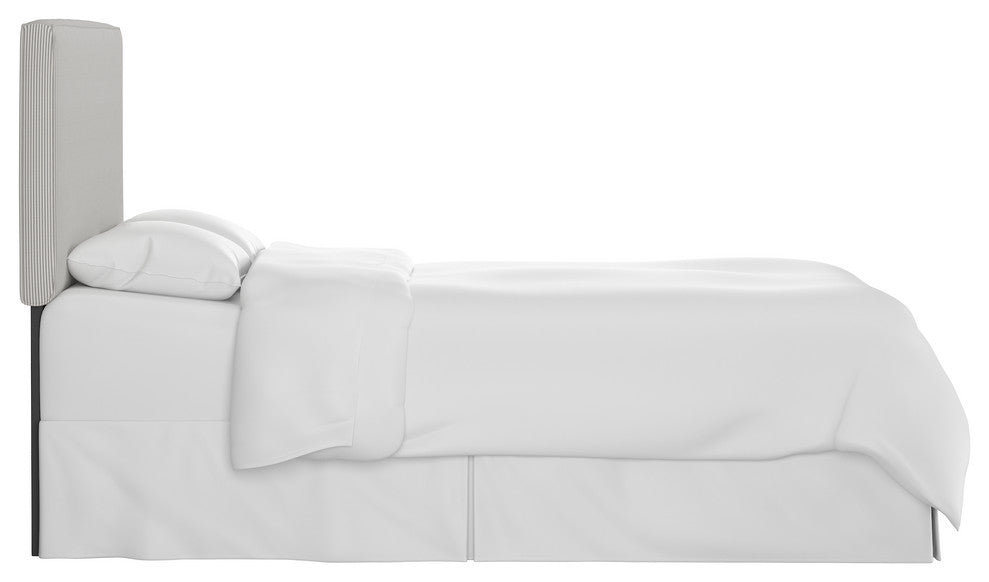 Phoebe Box Seam Headboard, Oxford Stripe Charcoal, Queen