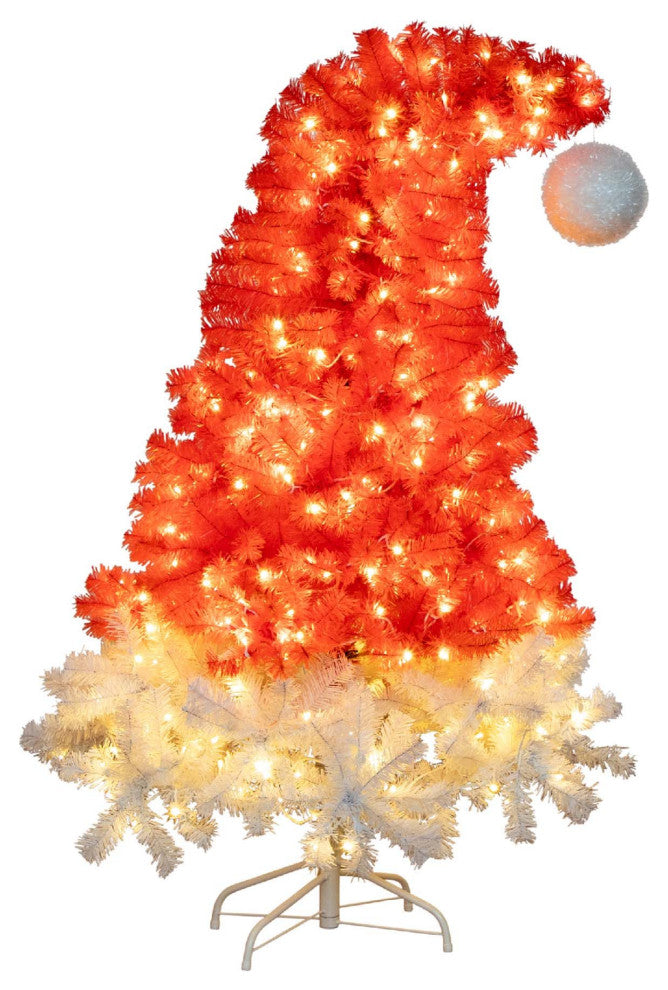 5ft. Pre-Lit Artificial Holiday Red Santa's Hat Christmas Tree